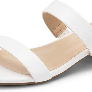 Women's Faux Leather Slip On Cushioned Block Sandals Summer Mules Shoes